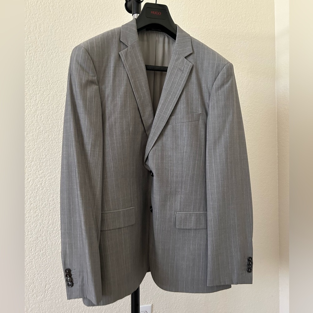 Hugo Boss Gray And Purple Stripe Suit Jacket